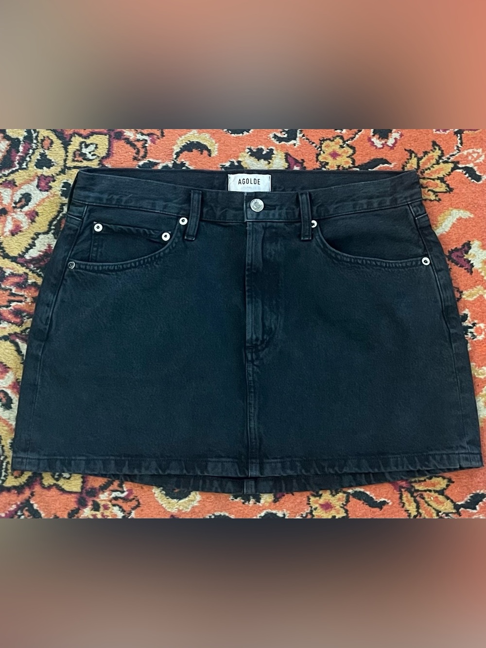 AGOLDE Distressed Denim Skirt